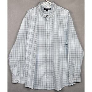 Mizzen Main Button Up Shirt Men 2XL Blue Check Leeward Classic Fit Stretch